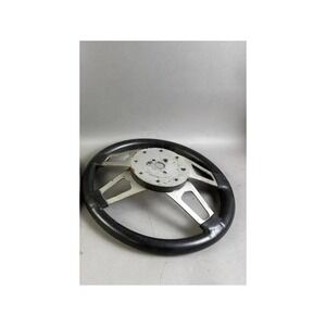 Vintage Steering Wheel Lot of 2 Wood Grain and Black Rubber 3 Spoke Racing Wheel